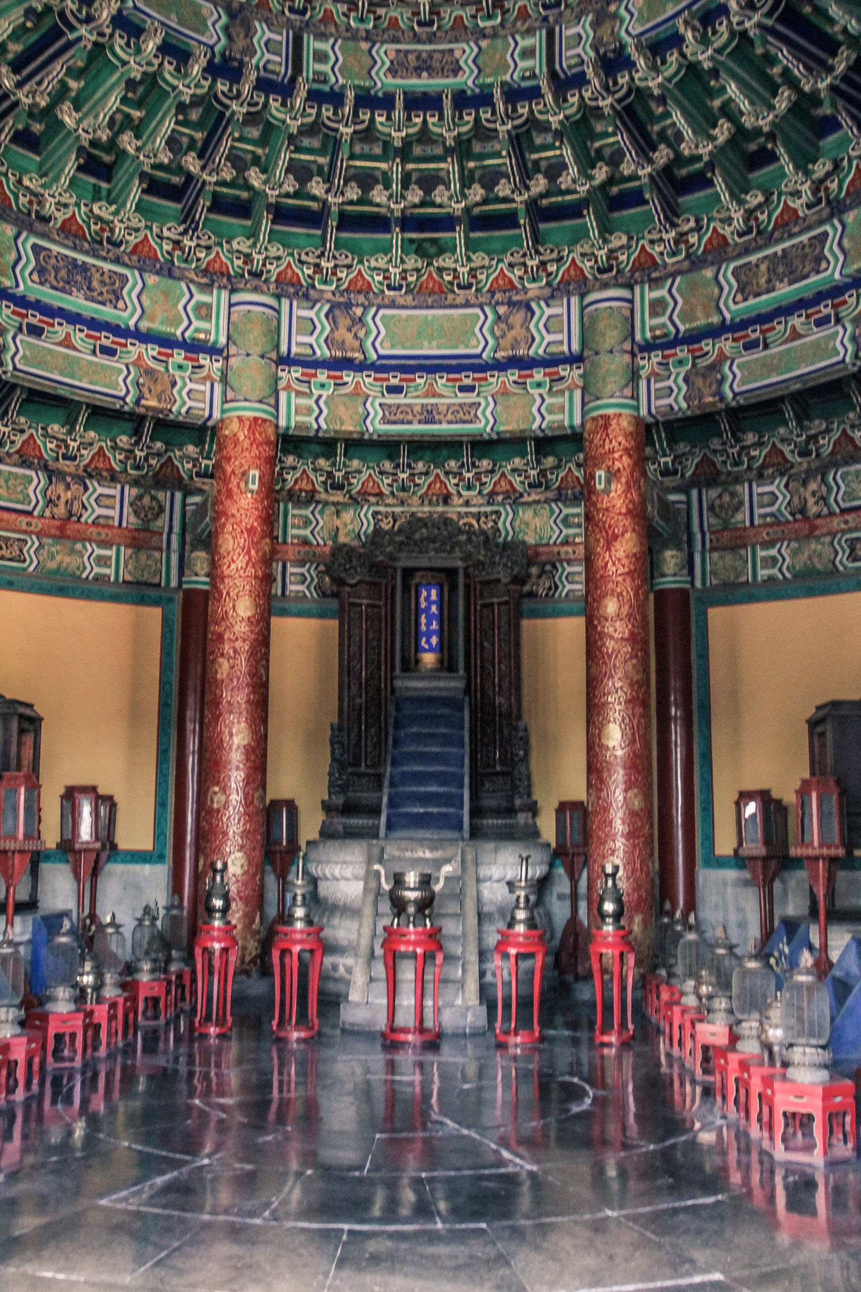 Intérieur d'un temple au Temple du Ciel