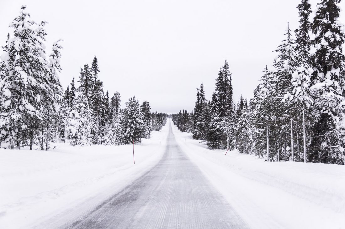 Route en Laponie Finlandaise.